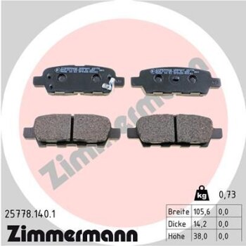 ZIMMERMANN Bremsbelagsatz, Scheibenbremse 25778.140.1 -...