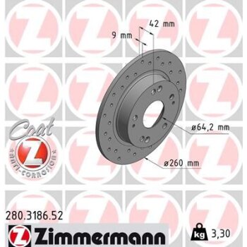 ZIMMERMANN Bremsscheibe 280.3186.52 - 280318652 für...