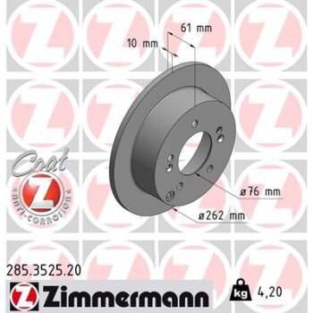 ZIMMERMANN Bremsscheibe 285.3525.20 - 285352520 für...
