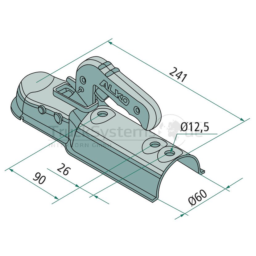 Kugelkupplung, 750 kg, AK 7 Ausfür B, rund Durchmesser 60 mm