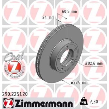 ZIMMERMANN Bremsscheibe 290.2251.20 - 290225120 für...