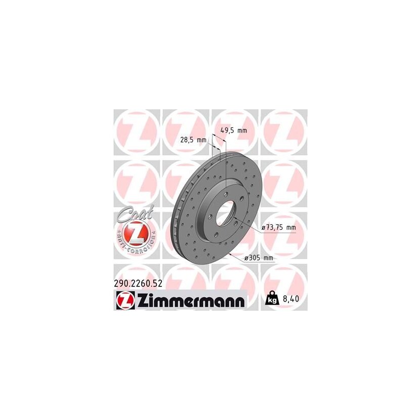 ZIMMERMANN Bremsscheibe 290.2260.52 - 290226052 für C2C 41249