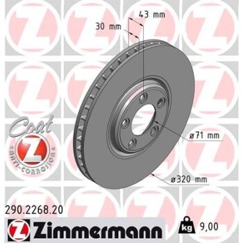 ZIMMERMANN Bremsscheibe 290.2268.20 - 290226820 für...