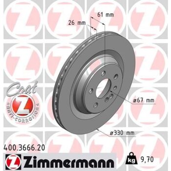 ZIMMERMANN Bremsscheibe 400.3666.20 - 400366620 für...