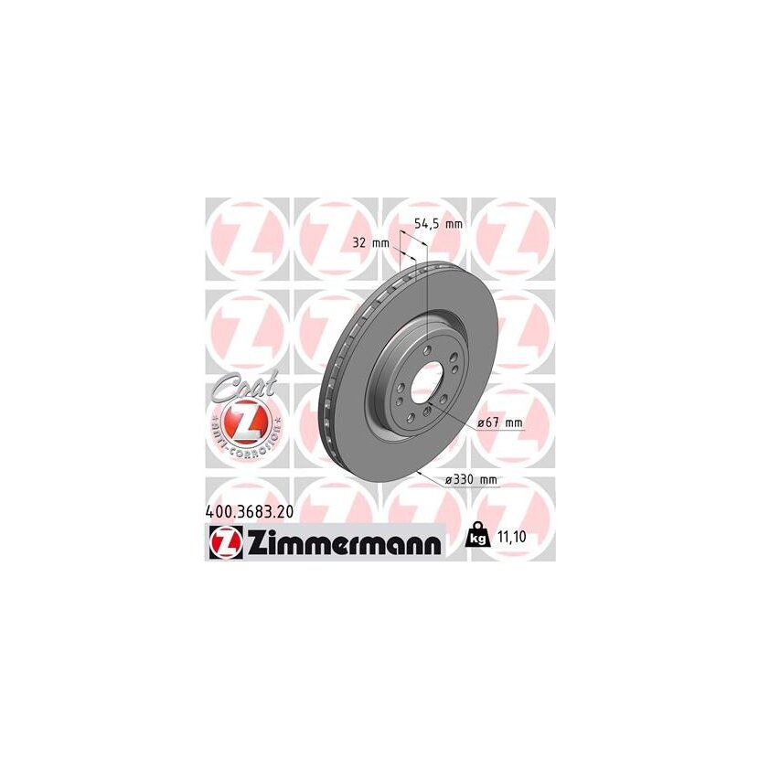 ZIMMERMANN Bremsscheibe 400.3683.20 - 400368320 für 166 421 1300