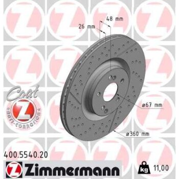 ZIMMERMANN Bremsscheibe 400.5540.20 - 400554020 für...