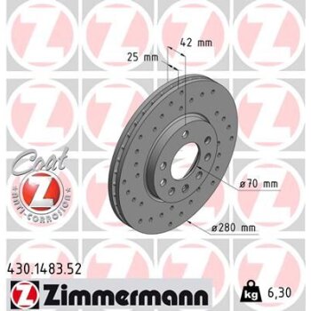 ZIMMERMANN Bremsscheibe 430.1483.52 - 430148352 für...