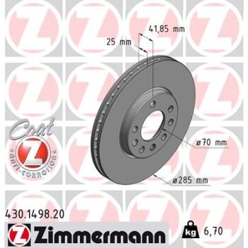 ZIMMERMANN Bremsscheibe 430.1498.20 - 430149820 für...