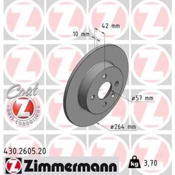 ZIMMERMANN Bremsscheibe 430.2605.20 - 430260520 für...