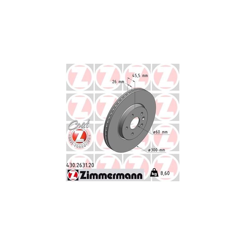 ZIMMERMANN Bremsscheibe 430.2631.20 - 430263120 für 13502059