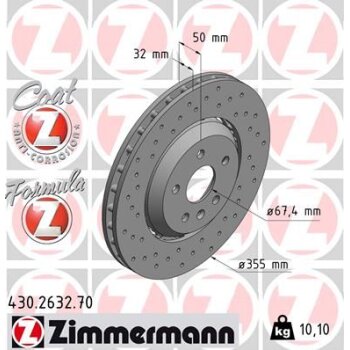 ZIMMERMANN Bremsscheibe 430.2632.70 - 430263270 für...