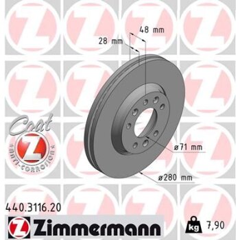ZIMMERMANN Bremsscheibe 440.3116.20 - 440311620 für...