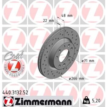 ZIMMERMANN Bremsscheibe 440.3132.52 - 440313252 für...