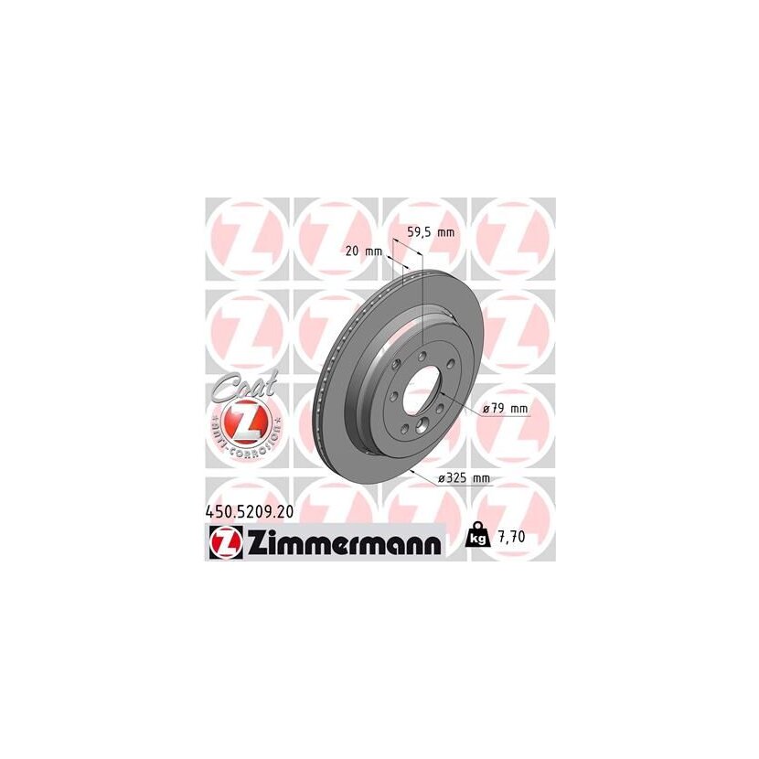 ZIMMERMANN Bremsscheibe 450.5209.20 - 450520920 für SDB 000 634