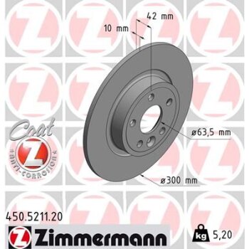 ZIMMERMANN Bremsscheibe 450.5211.20 - 450521120 für...