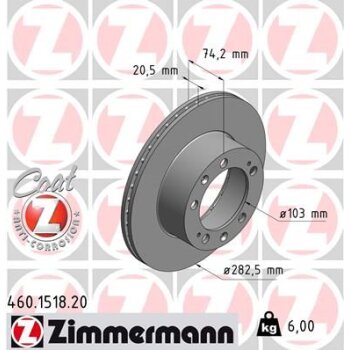 ZIMMERMANN Bremsscheibe 460.1518.20 - 460151820 für...