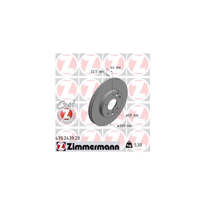 ZIMMERMANN Bremsscheibe 470.2439.20 - 470243920 für 4020 617 15R