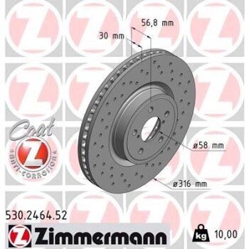 ZIMMERMANN Bremsscheibe 530.2464.52 - 530246452 für...