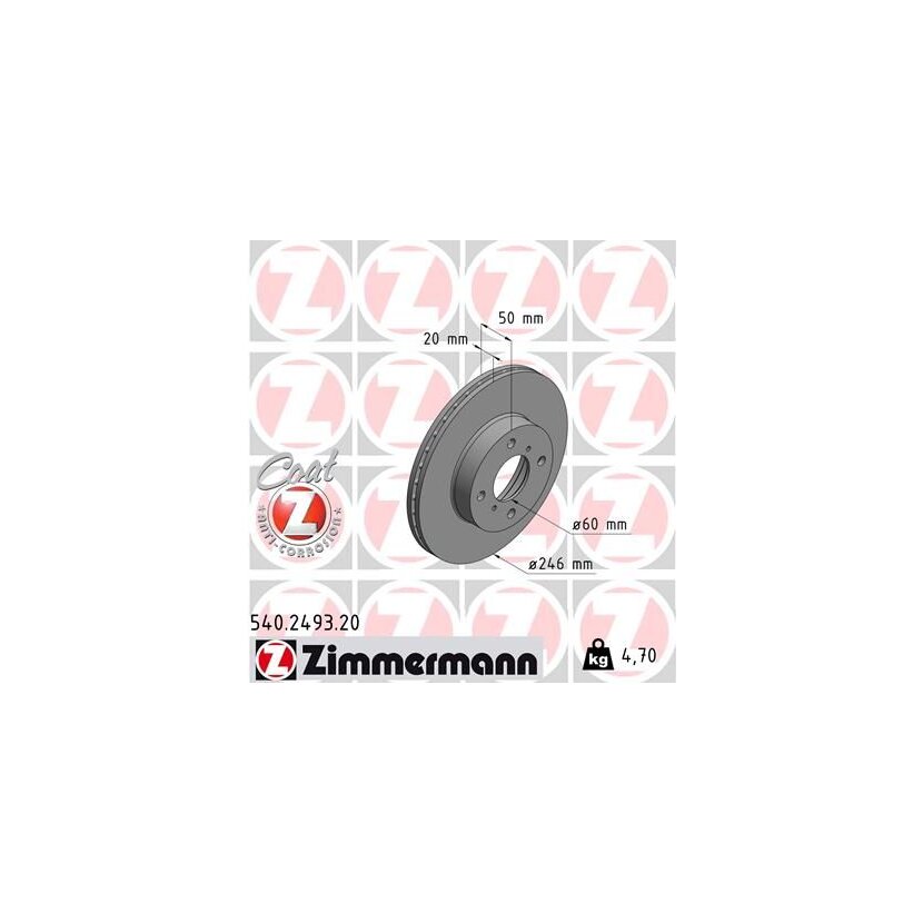 ZIMMERMANN Bremsscheibe 540.2493.20 - 540249320 für 55311-62G03