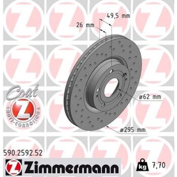 ZIMMERMANN Bremsscheibe 590.2592.52 - 590259252 für...