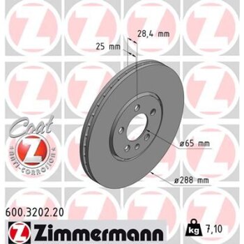 ZIMMERMANN Bremsscheibe 600.3202.20 - 600320220 für...