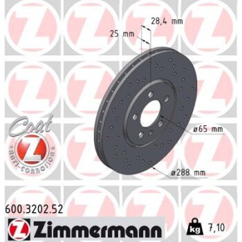 ZIMMERMANN Bremsscheibe 600.3202.52 - 600320252 für...