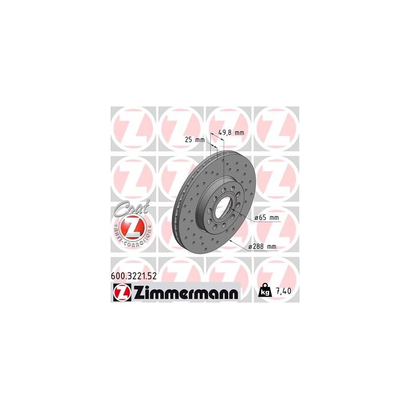 ZIMMERMANN Bremsscheibe 600.3221.52 - 600322152 für 5Q0 615 301 H