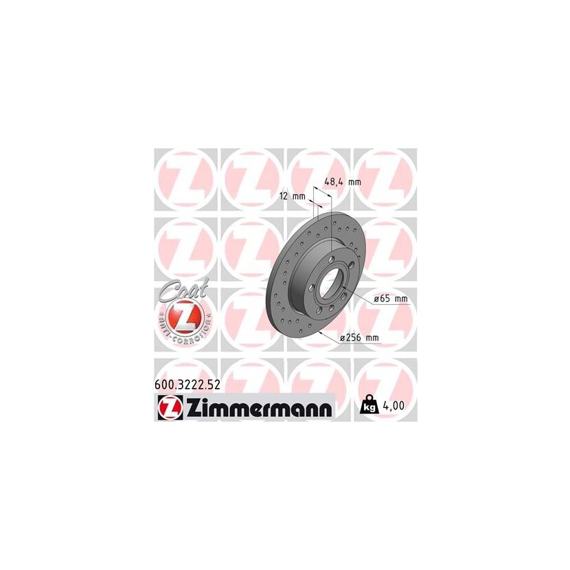 ZIMMERMANN Bremsscheibe 600.3222.52 - 600322252 für 1K0 615 601 L