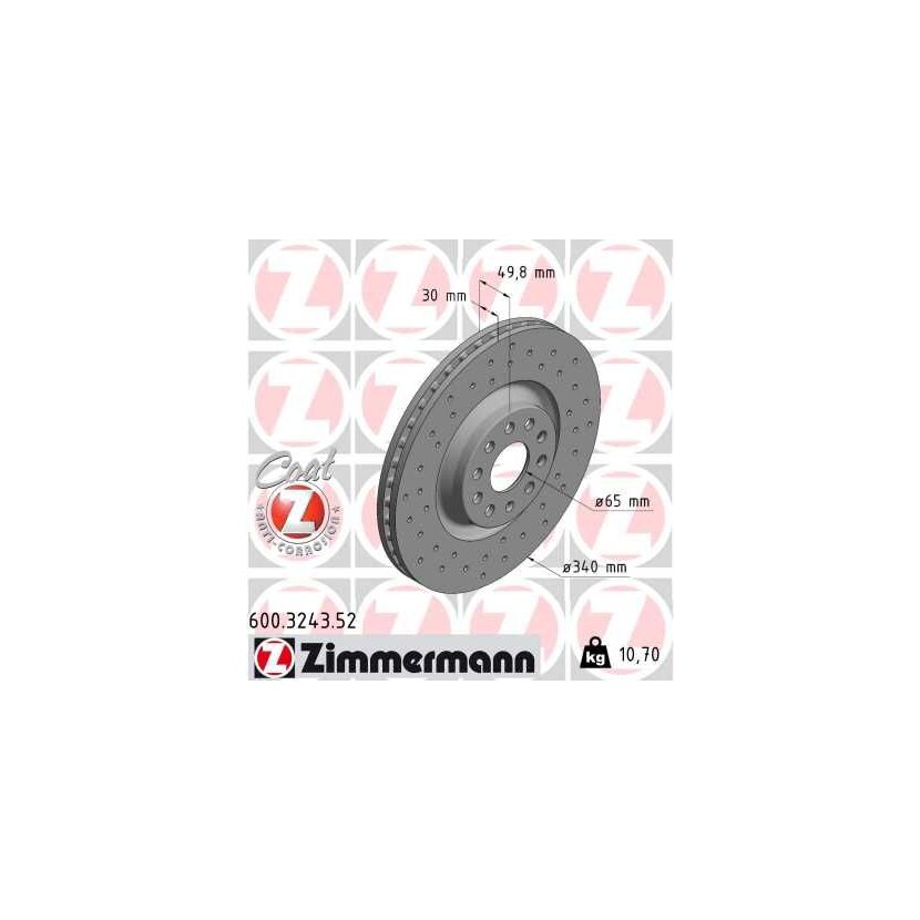 ZIMMERMANN Bremsscheibe 600.3243.52 - 600324352 für 5QN 615 301 A
