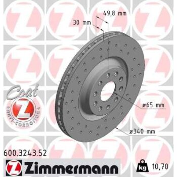 ZIMMERMANN Bremsscheibe 600.3243.52 - 600324352 für...