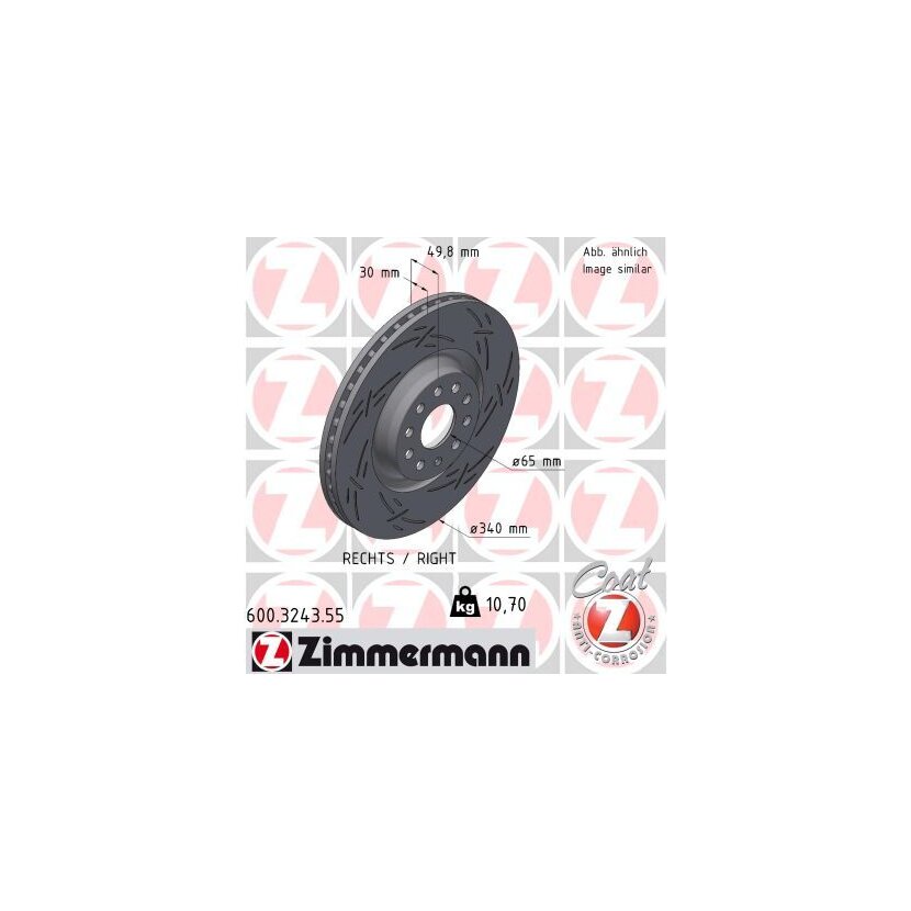 ZIMMERMANN Bremsscheibe 600.3243.55 - 600324355 für 5QN 615 301 A