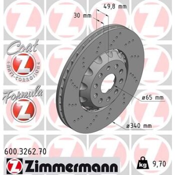 ZIMMERMANN Bremsscheibe 600.3262.70 - 600326270 für...