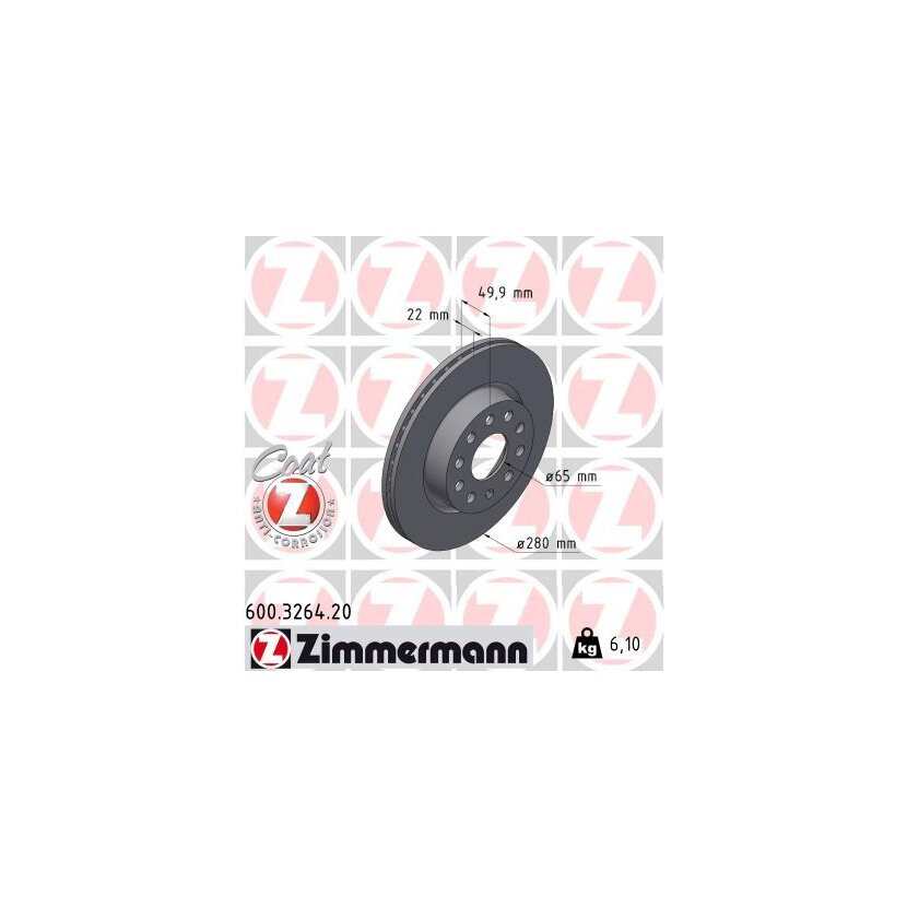 ZIMMERMANN Bremsscheibe 600.3264.20 - 600326420 für 5C0 615 301 C