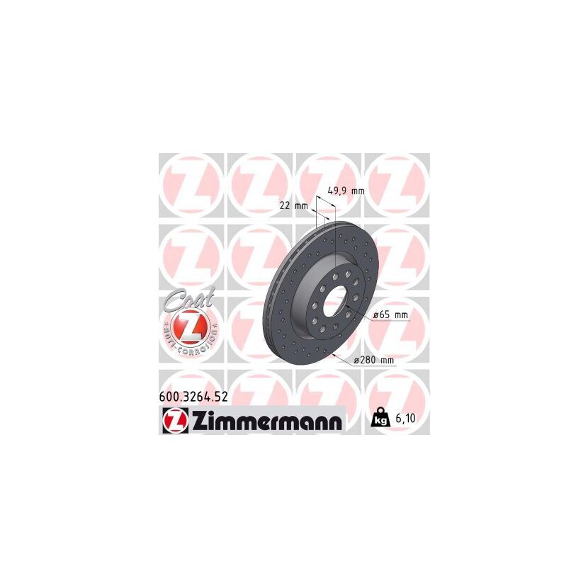 ZIMMERMANN Bremsscheibe 600.3264.52 - 600326452 für 5C0 615 301 C
