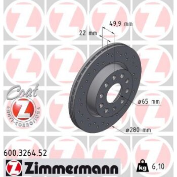 ZIMMERMANN Bremsscheibe 600.3264.52 - 600326452 für...