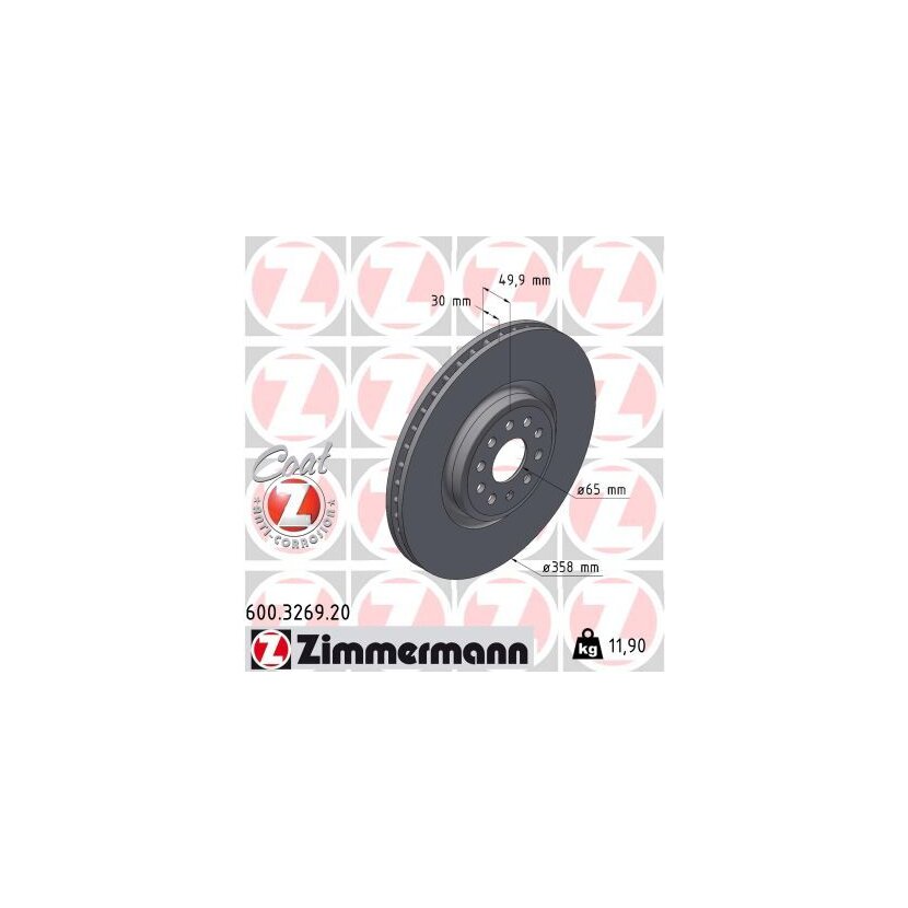 ZIMMERMANN Bremsscheibe 600.3269.20 - 600326920 für 1EA 615 301 B