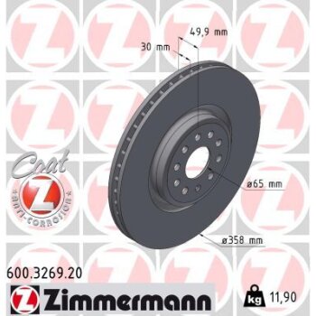 ZIMMERMANN Bremsscheibe 600.3269.20 - 600326920 für...