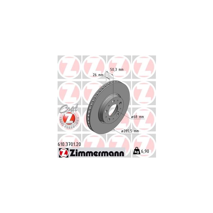 ZIMMERMANN Bremsscheibe 610.3701.20 - 610370120 für 272 403