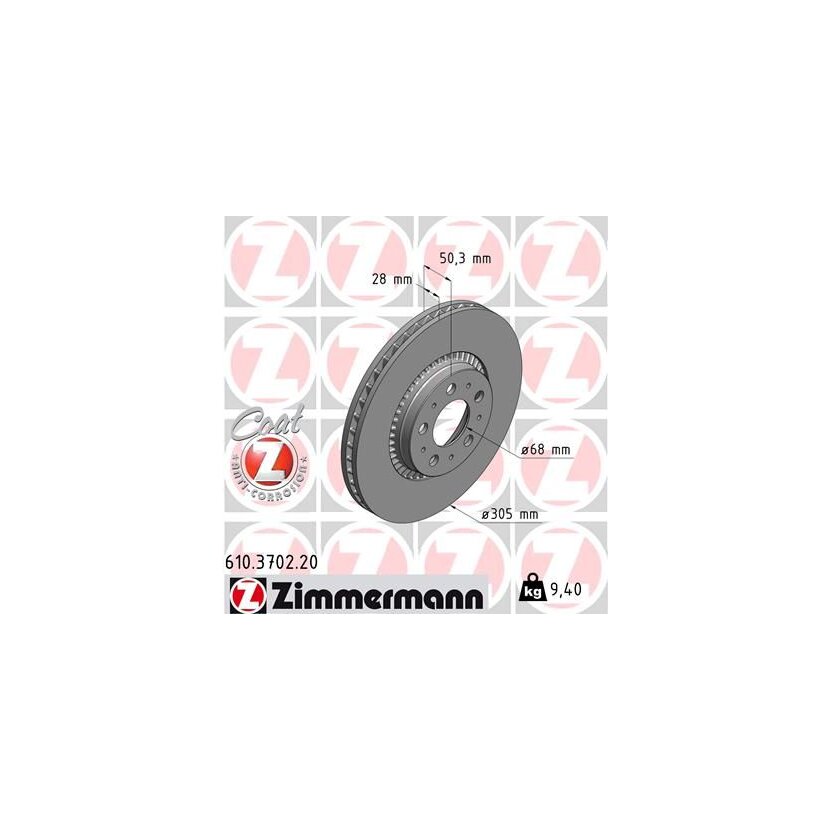 ZIMMERMANN Bremsscheibe 610.3702.20 - 610370220 für 272 404 5