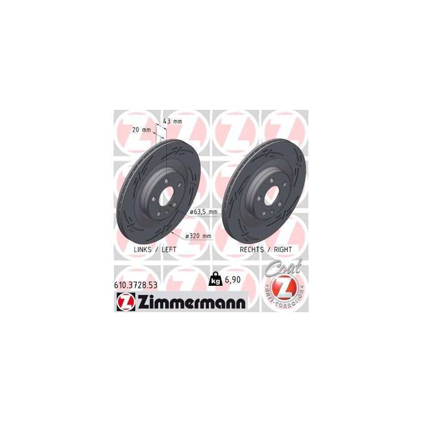 ZIMMERMANN Bremsscheibe 610.3728.53 - 610372853 für 31400778