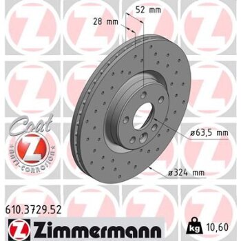 ZIMMERMANN Bremsscheibe 610.3729.52 - 610372952 für...