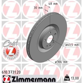 ZIMMERMANN Bremsscheibe 610.3731.20 - 610373120 für...