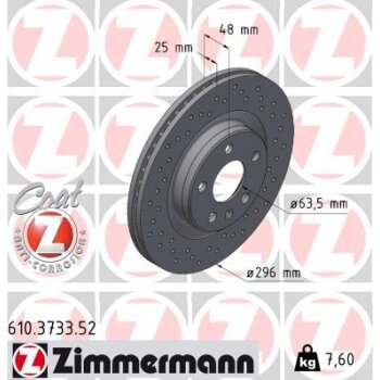 ZIMMERMANN Bremsscheibe 610.3733.52 - 610373352 für...
