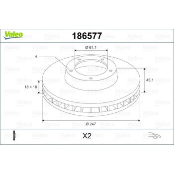 VALEO Bremsscheibe 186577 für 40206-0M801