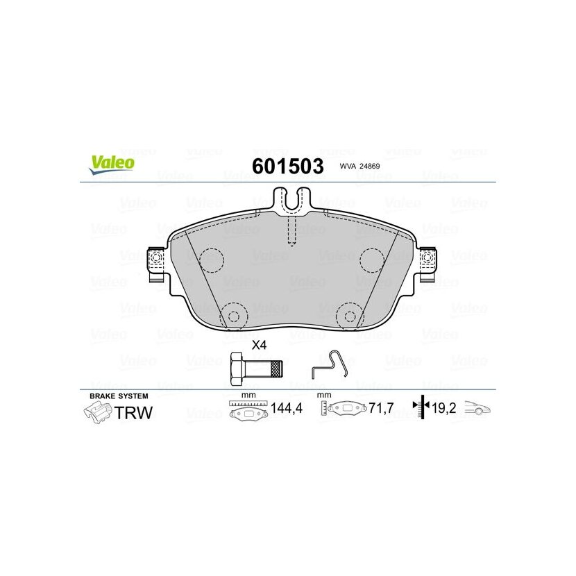 VALEO Bremsbelagsatz, Scheibenbremse 601503 für 0004203002
