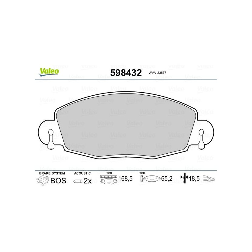 VALEO Bremsbelagsatz, Scheibenbremse 598432 für 1135167