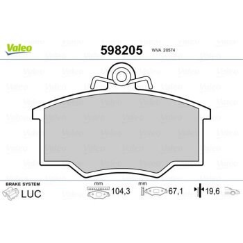 VALEO Bremsbelagsatz, Scheibenbremse 598205 für...
