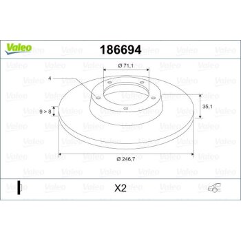 VALEO Bremsscheibe 186694 für 4246-X8