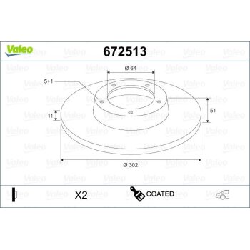 VALEO Bremsscheibe 672513 für 1379931