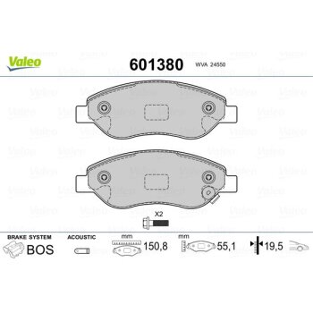 VALEO Bremsbelagsatz, Scheibenbremse 601380 für 1605124